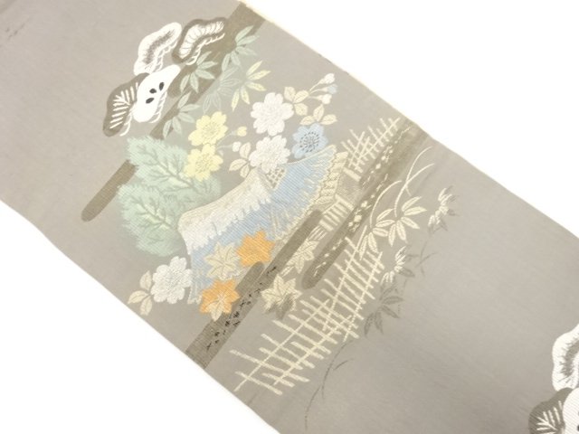 JAPANESE KIMONO / ANTIQUE KUZUYA / CHERRY BLOSSOM / AUTUMN FOLIAGE WOV